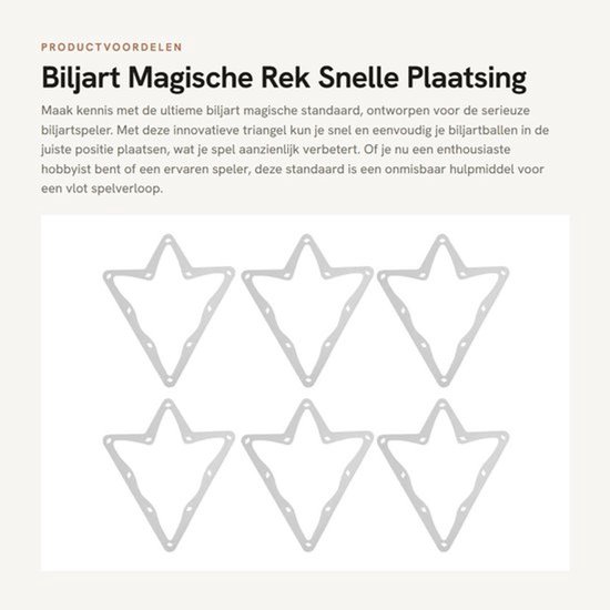 Biljartrek Magisch - 6 Stuks - Duurzaam Materiaal - Snelle Balplaatsing - Geen Beschadiging Tafel - Comfortabel Handengevoel - Biljartset
