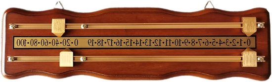 Biljartscorebord - Sjoelbak scorehouder - Probleemloos scoren - Gemakkelijk afleesbaar - 46 x 13 cm - Bruin