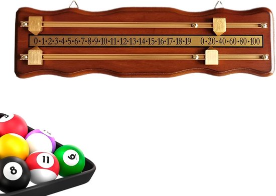 Biljartscorebord - Snooker scorer - Score bijhouden - Duurzaam metaal - 459 x 132 cm - Bruin