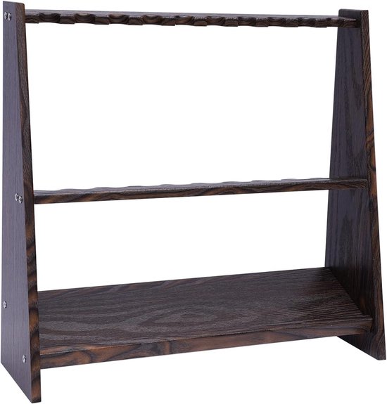 Biljartstandaard Keuhouder - Pool Keu Rek - Opslag Keus - Voor 10 Keus - 20x60x57cm - Bruin