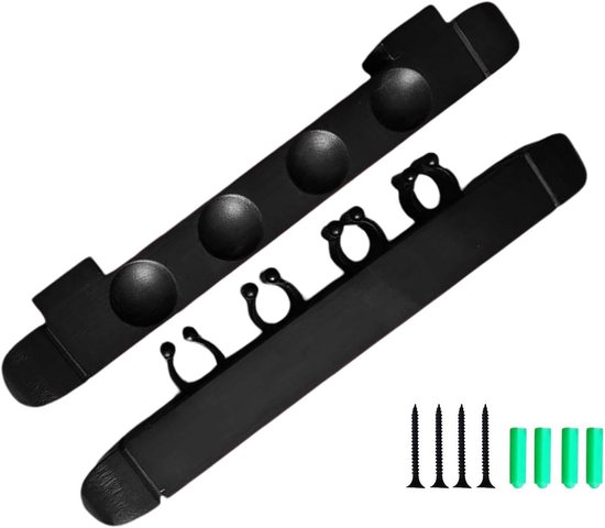 Biljartstokhouder - Keu Hanger - Biljartkamer Organiseren - 4 Keu Clips - 27 x 3 x 3 cm - Zwart