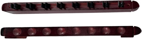 Biljartstokhouder - Keuhouder Muurbeugel - Biljartkamer Inrichting - Houten Robuuste Constructie - 48x4x3.3cm - Wijnrood van Merkloos
