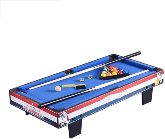 Biljarttafel - Mini Pooltafel - Kinderspel - Compleet met accessoires - 91 cm - Blauw van Merkloos