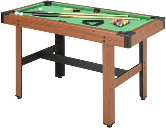 Biljarttafel - Pooltafel - Spel en ontspanning - Incl. accessoires - 122 x 61 cm - Bruin