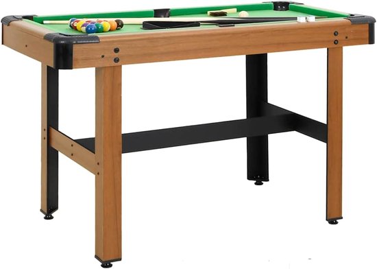 Biljarttafel - Pooltafel spel - Thuis entertainment - Inclusief accessoires - 122 x 61 x 76 cm - Bruin groen