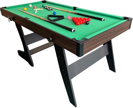 Biljarttafel - Snookertafel - Spel en recreatie - Inklapbaar en compleet - 6 voet - Groen