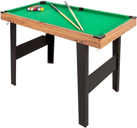 Biljarttafel voor kinderen - Mini pooltafel - Spelplezier thuis - Compleet met accessoires - 121x61x70 cm - Houtkleur