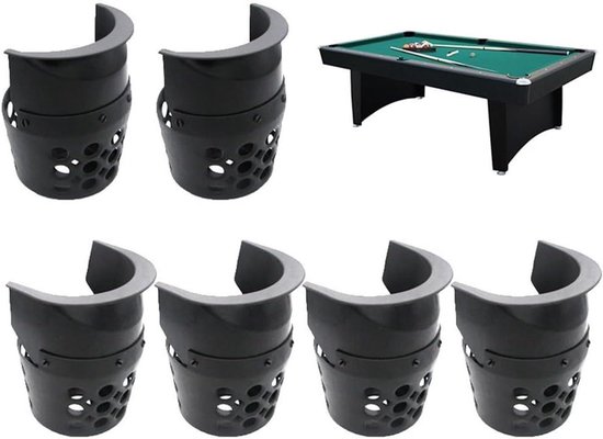 Biljarttafel Zakken - Pooltafel Onderdelen - Herstel Speeltafel - Versterkt Plastic Gaas - Set van 6 Stuks - Zwart