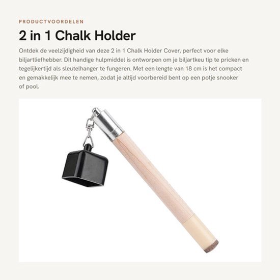 Biljarttool 2 in 1 - Krijthouder/Sleutelhanger - Cue Tip Prikker - Kunststof/Aluminium - 18 cm Draagbaar Formaat - Biljartaccessoire