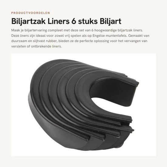 Biljartzak Liners Hoogwaardig Rubber - 6 Stuks - Punched Hoekbeschermers - Zijliners - Slijtvast - Eenvoudig te Installeren - Biljartliners