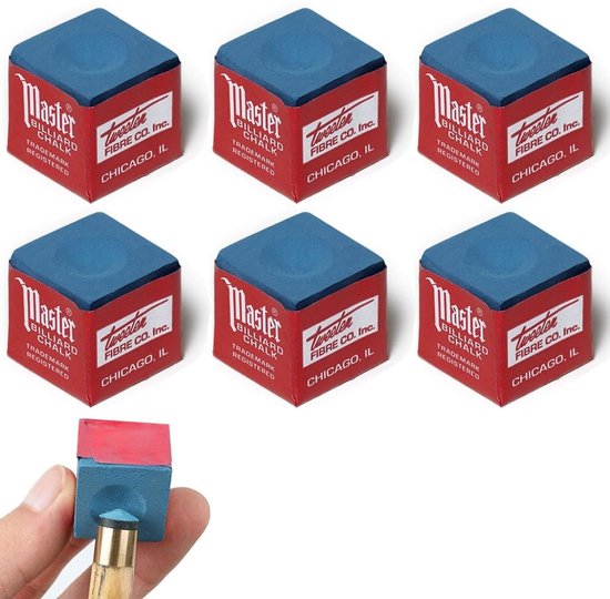 Billardkreide set van 6, blauw, voor professioneel gebruik