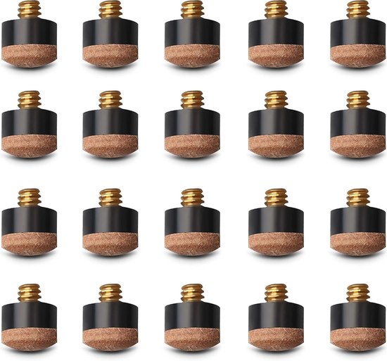 Billiard cue punten 10mm - massief messing schroef - shatterproof leren tips - directe reparatie zonder lijmen - ShopVlot