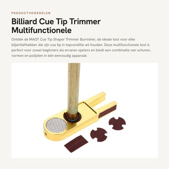 Billiard Cue Tip Trimmer - Multifunctionele Tool - Staal - Cue Tip Shaper - Geschikt voor Billiard, Snooker en Pool - Compact en Duurzaam