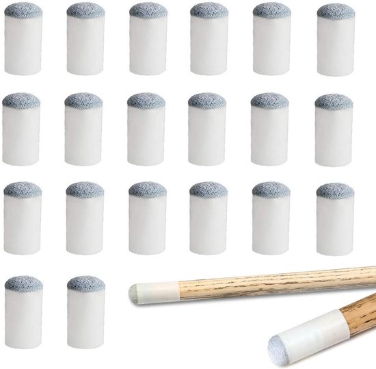 Billiard Cue Tips 20 Stuks, Vervangbare Slip-on Snooker en Pool Cue Tips, 13mm Billiard Accessoires voor Pooltafel en Snooker Spellen