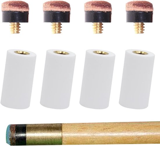 Billiard cue tips - vervangende schroef tips - harde biljart pool cue tips - accessoires voor biljartqueues - bruin leren set van Gevoo