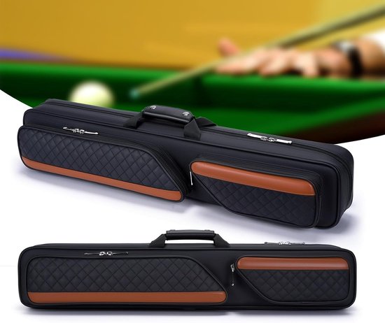 Billiard Koffer voor 3 x 4 Stokken, Waterdichte en Slijtvast Accessoire Tas met Verstelbare Schouderriem en Handvat voor Biljartliefhebbers