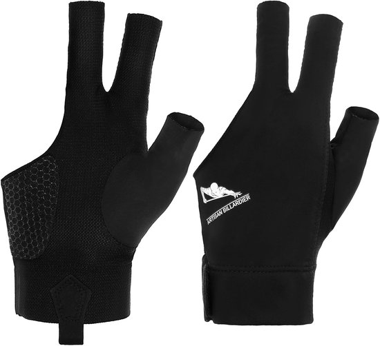 Billiard Pool Cue Gloves - Non-Slip Accessories - Adjustable Snooker Gloves voor Carom Games - Zwart van Merkloos