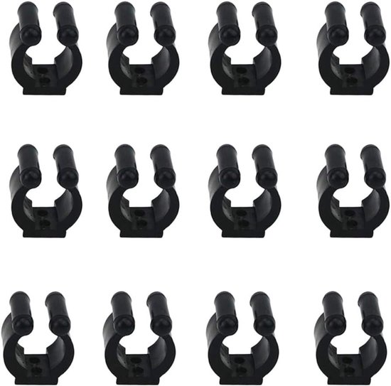 Billiard Snooker Cue Locating Clip Holder en Fishing Rod Holder Clips voor Pool en Vissen - 12 Stuks Zwart