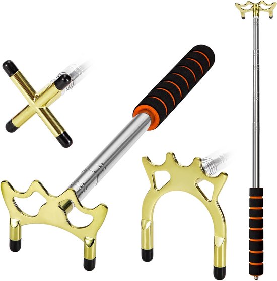 billiart set Biljartkeu-stick, intrekbare biljartkeu, met 3 stuks afneembare messing, brughouder, biljartaccessoires voor biljarttafel, snooker, spel, wedstrijd (goud) van Baliken