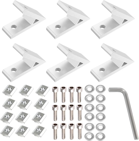 binnenhoek 45 graden 30x30 hoekverbinder aluminium profielverbinder aluminium profiel hoekverbinder voor stutprofiel, 3D-printer, CNC-router, doe-het-zelf projecten (6 stuks)