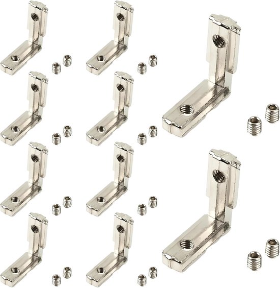 binnenhoek, hoekverbinder, zinklegering, klemmen, binnenhoekverbinders met schroeven, buitenhoek, L-vorm, hoekverbinder voor aluminium profielconnectoren (10 stuks 2020)