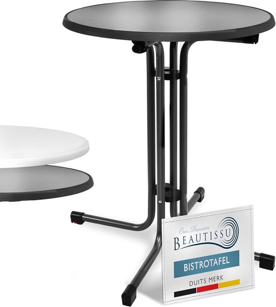 Bistrotafel buiten inklapbare ronde tuintafel terrastafel hoogte | Ø70cm 70cm zwart balkontafel campingtafel sta-tafel eettafel stabiele klaptafel tuin rond Bistroni