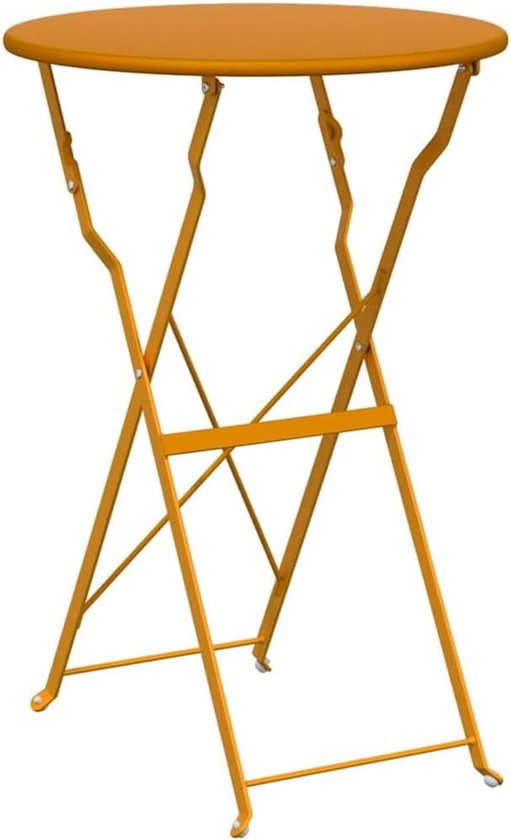bistrotafel, mosterdgeel, diameter 50 x 71 cm, gepoedercoat staal, ronde outdoor vouwbistrotafel voor tuin en terras
