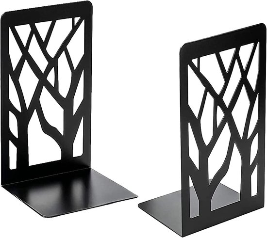 Boekensteunen voor Zware Boeken - Decoratieve Boekhouders voor Thuis en Kantoor - Metalen Boekstoppers in Zwart (2 Paar)