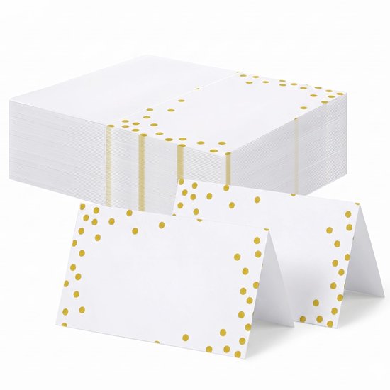 Bruiloft, blanco tafelkaarten, verjaardag, goudfolie, stippen, plaatskaarten, naambordjes, bruiloft, naamkaarten om te beschrijven, elegante tafelkaarten voor communie