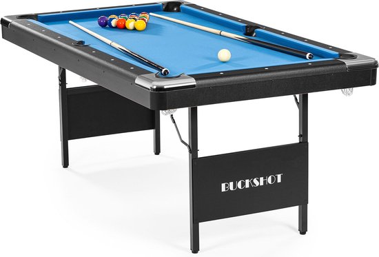 BuckShot Pooltafel Atlanta 6ft - Inklapbare poten - Blauw