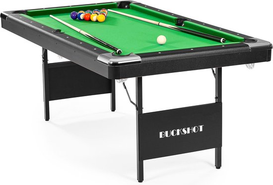 BuckShot Pooltafel Atlanta 6ft - Inklapbare poten - Groen van Merkloos