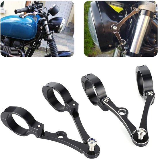 Buis Motorfiets Koplamp Beugel Zilver Verstelbaar voor Motorrijwiel Accessoires(black)