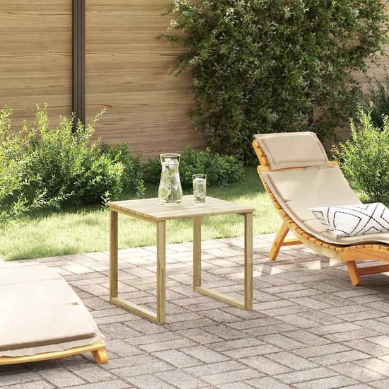 Buitentafel van geïmpregneerd grenenhout, 50,5 x 50 x 46 cm, vierkante bijzettafel voor tuin, terras en balkon, moderne minimalistische stijl, weerbestendig,