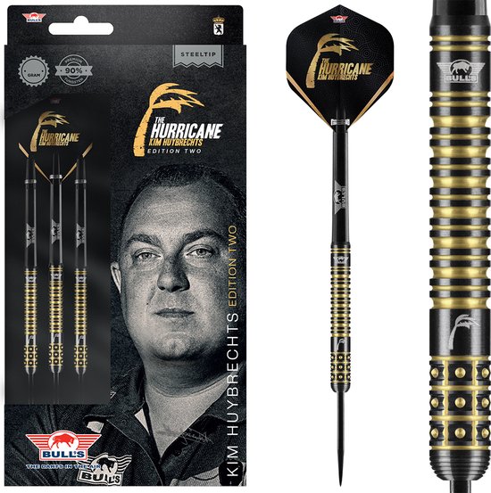 Bull's Kim Huybrechts 90% Tungsten Black E2 24 gram Steeltip Dartpijlen van Bull's