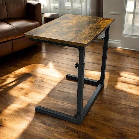 C-Bijzettafel voor Bank – Laptoptafel, Sofa Tafel Bedtafel, Rustiek
