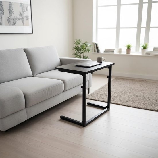 C-Bijzettafel voor Bank – Laptoptafel, Sofa Tafel Bedtafel, Zwart