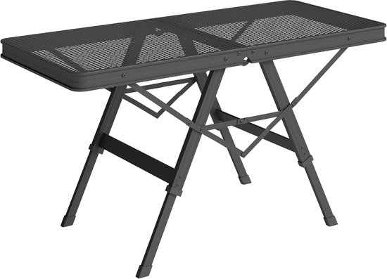 Campingtisch höhenverstellbar Klapptisch mit Metallgitter Klappbar Gartentisch aus Aluminium leicht Multifunktionstisch Beistelltisch für Garten Balkon Camping 90 x 40,5cm Schwarz