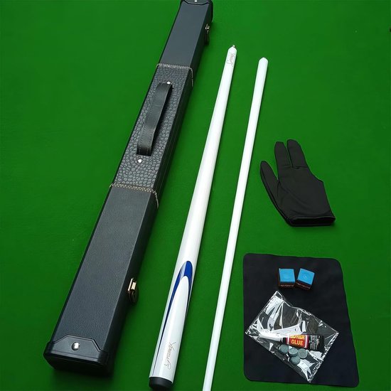 Carbon Biljartkeu - Poolkeu Keu - Biljart Spelen - 1/2 Split Ontwerp - 145 cm Lengte - Wit