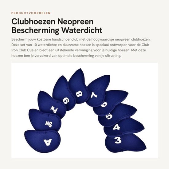 Clubhoezen 10 Stuks - Waterdichte Neopreen Hoofdhoes - Beschermende Dekking - Duurzaam - Verwisselbare Nummer/Lettertag - Maximale Bescherming - Keuhoes