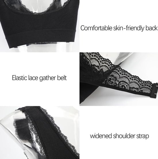 Comfortabele Dames Bh met Kanten, Voorgevormde Corset Bh met Zijsluiting en Kruisbanden voor Ondersteuning