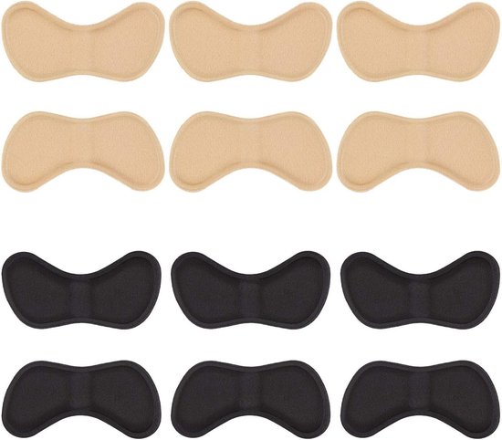 Comfortabele hielpads voor betere pasvorm en ondersteuning in schoenen - 3 zwarte en 3 beige inlegzolen