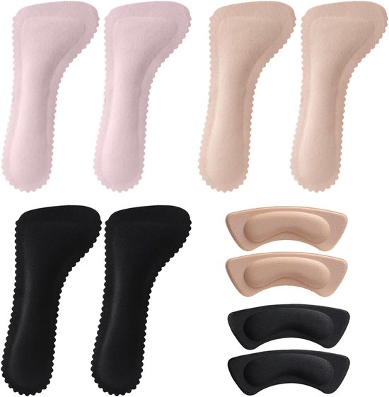 Comfortabele inlegzolen voor damesschoenen - 3 paar antislip hielinlegzolen en zelfklevende sandalen inlegzolen voor extra steun