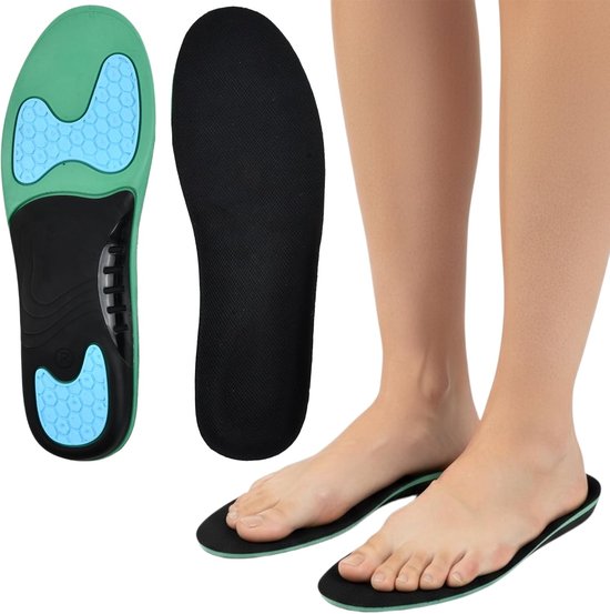 Comfortabele orthopedische inlegzolen voor hielspoor en platvoeten, antislip, maat 43-44 EU, optimale ondersteuning en demping voor heren en dames