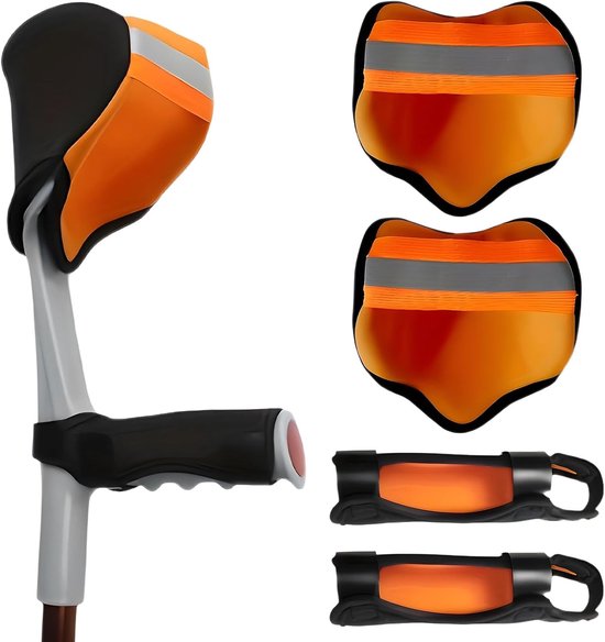 Comfortabele Steunpads voor Onderarmen, Set van 4, Voor Wandeloefeningen, Bescherming tegen Druk en Wrijving voor Ellebogen en Bovenarmen, Zwart en Oranje