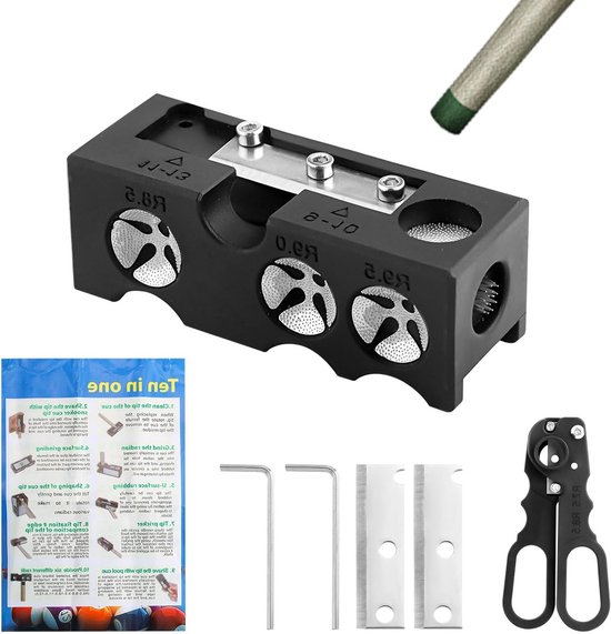 Complete Pool Cue Tips Vervangset met Scherpere Billiard Tips, Schaar en Reparatietools voor Billiardliefhebbers
