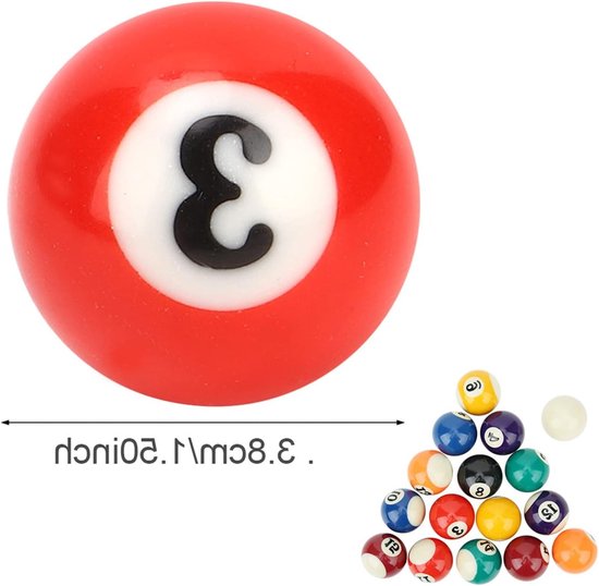 Complete Set van 16 Billiard Ballen van 38 mm - Hars Billiard Ballen voor Mini Biljarttafels en Kinderen - Perfecte Accessoires voor Spelplezier
