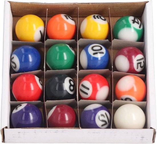 Complete Set van 16 Mini Billiard Balls van 25mm voor American Style Pooltafel - Hars Poolballen Accessoires, Perfect voor Spelers en Verzamelaars