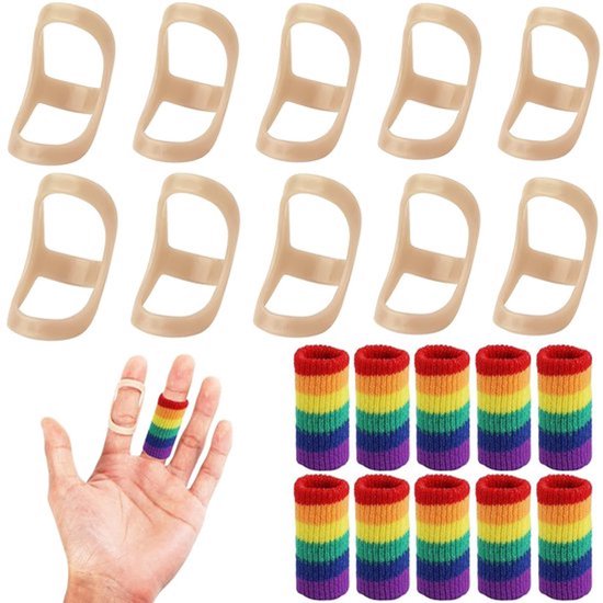 Complete Set van 20 Ovale Vinger Splints met 10 Maten en Zachte Mouwen voor Ondersteuning van Gebroken en Gewonde Vingers in Diverse Kleuren