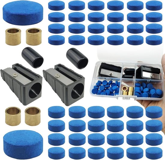 Complete Snooker Cue Trim Kit met Cue Tips, Billiard Cue Protector en Tip Trimmer in Opbergdoos