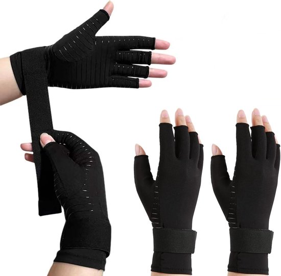 Compressiehandschoenen - Koper - L - XL - Kopervezelmateriaal voor Artritis en Peesontsteking